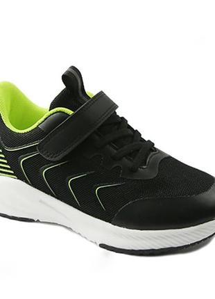 Черно-салатовые текстильные кроссовки для мальчика apawwa