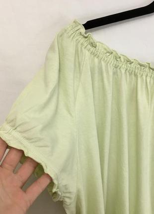 Салатовая блуза с короткими рукавами с завязкой6 фото