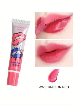 Акція! тінти - плівка для губ wow romantic bears long lasting lip color waterproof watermelon red 15мл