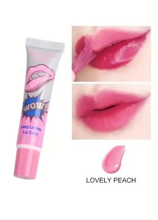 Акция!!! тинт - пленка для губ wow long lasting lip color waterproof lovely peach 15мл