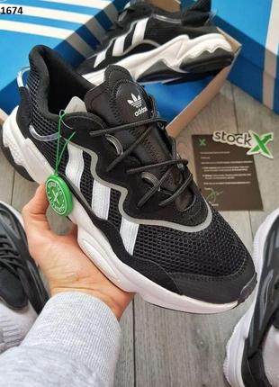 Мужские кроссовки adidas ozweego (чорно/білі)