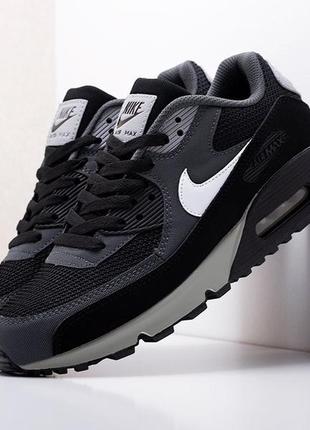 Мужские кроссовки nike air max 90 (чорно/сірі) 42