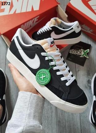 Мужские кроссовки nike blazer low (чорно/білі шкіра)