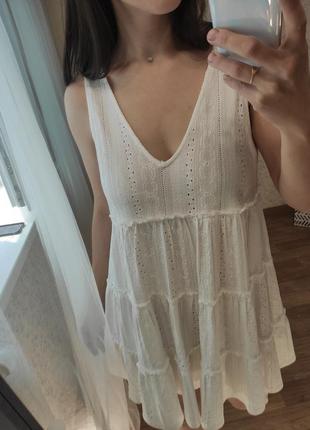 Міні біла сукня ярусна pull&bear m l4 фото