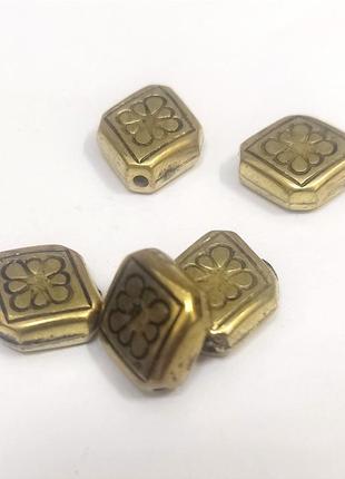 Бусины пластиковые finding плоские ромб античное золото 10 мм х 12 мм