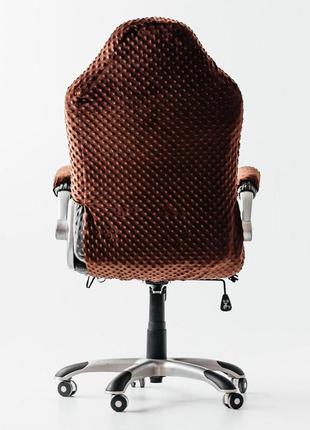 Натяжной чехол на геймерское кресло minkyhome + чехлы на подлокотники. коричневый(3043)2 фото