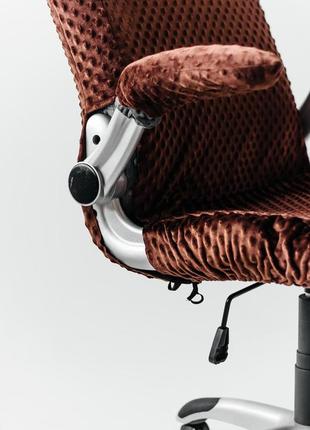 Натяжной чехол на геймерское кресло minkyhome + чехлы на подлокотники. коричневый(3043)3 фото