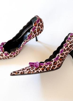 Італійські вінтажні леопардові туфлі кіттен хілл kitten heel4 фото