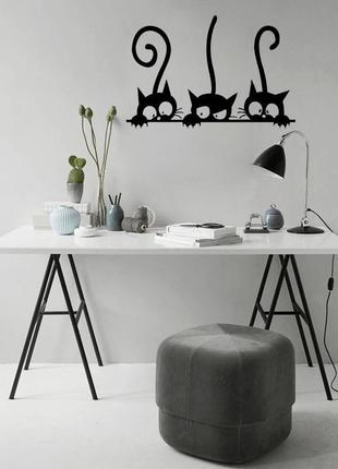 Виниловые наклейка на стену / прекрасные 3 черных милых кошки1 фото