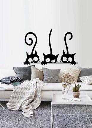 Виниловые наклейка на стену / прекрасные 3 черных милых кошки3 фото