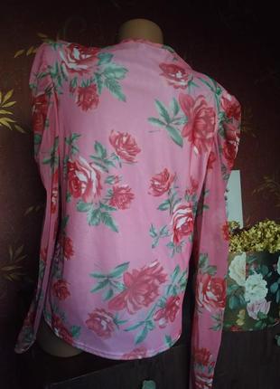 Розовая блуза сетка с цветочным принтом от in the style4 фото