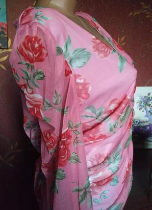 Розовая блуза сетка с цветочным принтом от in the style3 фото
