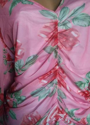 Розовая блуза сетка с цветочным принтом от in the style2 фото