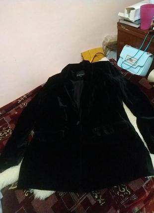 Вілюровий чорний піджак 73% віскоза5 фото