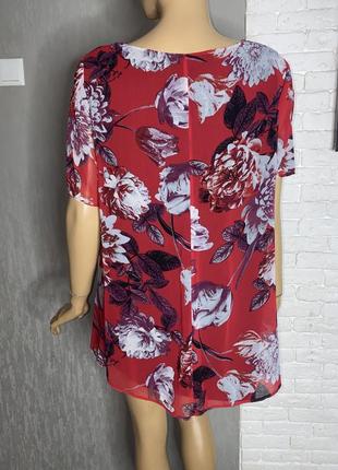 Блуза у квітковий принт тонка блузка на трикотажній підкладці батал bonmarche, xxxxl 56р2 фото
