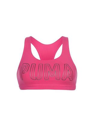Жіночий спортивний кроп топ бра майка рожевий із сріблястим написом puma оригінальний1 фото