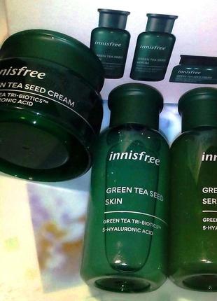 Innisfree green tea seed trio kit увлажняющий балансирующий набор зеленый чай5 фото