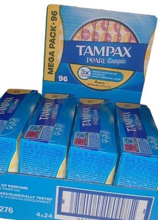 Женская гигиена,тампаксы,тампоны в наличии 4 пачки - tampax (pearl compak) по 24 шт