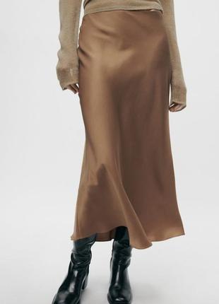 Сатинова спідниця юбка zara,xs,s,m1 фото