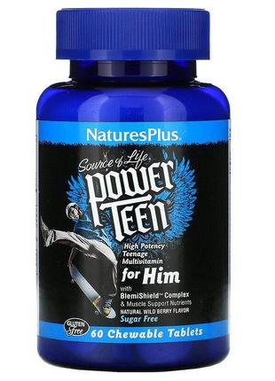 Natures plus, power teen, вітаміни для хлопчиків-підлітків, 60