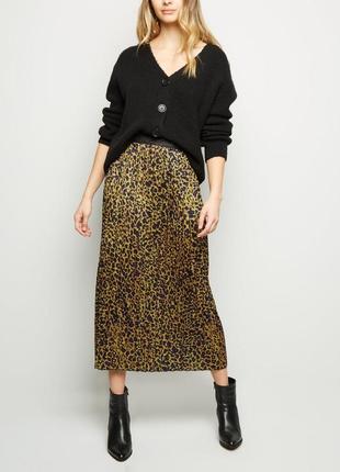 Леопардовая длинная юбка плиссе. шовковая юбка в принт