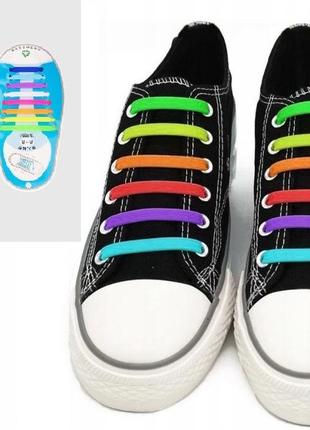 Шнурки силиконовые цветные радуга (16 штук)2 фото
