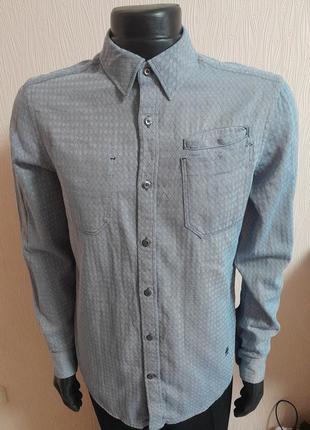 Шикарная хлопковая рубашка серого цвета в полоску g - star raw correct made in bangladesh2 фото