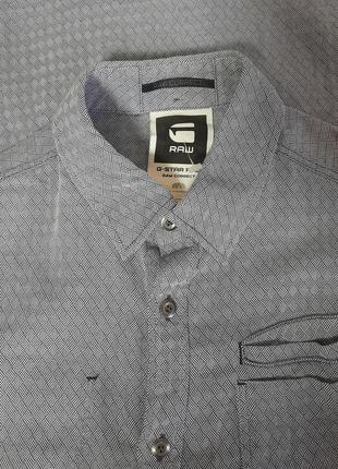 Шикарная хлопковая рубашка серого цвета в полоску g - star raw correct made in bangladesh8 фото