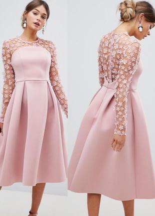 Распродажа платье asos миди с рельефным 3d цветочным кружевом