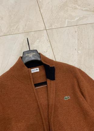 Кофта на замок lacoste вовняна коричнева светр джемпер світшот3 фото