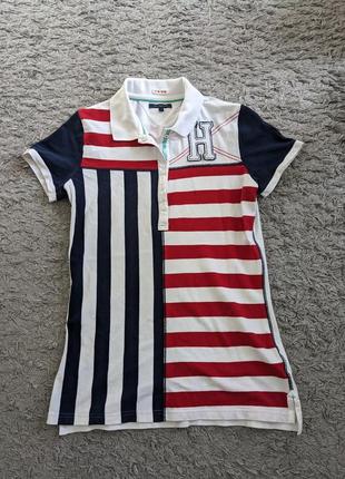 Классное женское приталенное поло от Tommy hilfiger, size l (маломерит на м/s), плечи 37 подмышки 46 длина 68