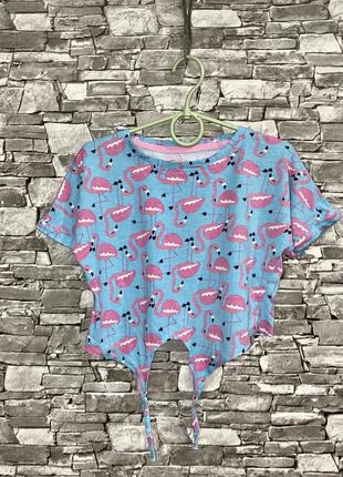 Футболка, топ, футболка с фламинго