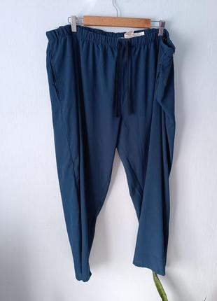 Брюки брюки тонкие летние батальный размер большой синие базовые