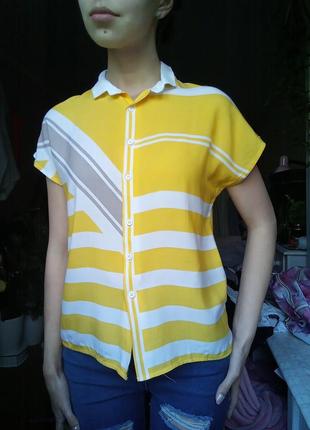 Натуральна блузка асиметрія, вільна сорочка яскрава, літня сорочка на ґудзиках, незвичайна сорочка6 фото