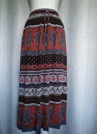 100% вискоза. натуральная длинная женская юбка new look летняя пляжная вискозная