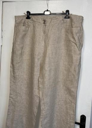 Брюки лен женские большой размер, штаны женские льняные батал,2 фото