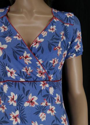 .брендовое сине-голубое вискозное платье миди "joe browns" в цветочек. размер uk10/eur38.5 фото