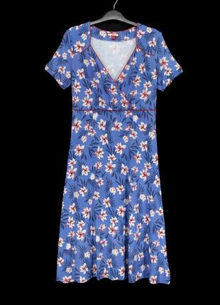 .брендовое сине-голубое вискозное платье миди "joe browns" в цветочек. размер uk10/eur38.8 фото