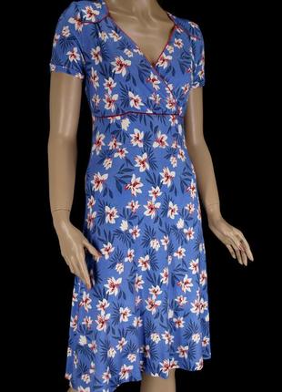 .брендовое сине-голубое вискозное платье миди "joe browns" в цветочек. размер uk10/eur38.6 фото