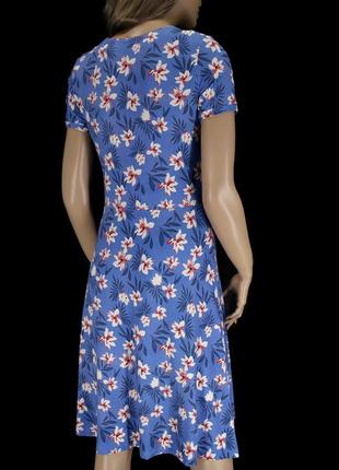 .брендовое сине-голубое вискозное платье миди "joe browns" в цветочек. размер uk10/eur38.7 фото
