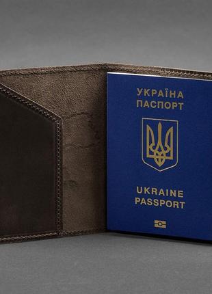 Кожаная обложка для паспорта с картой украины темно-коричневая crazy horse2 фото