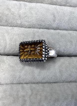 Кольцо кольцо серебро 925 тигровое глаз2 фото
