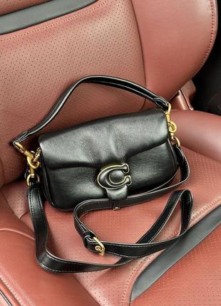Сумка coach leather covered c closure puffy tabby shoulder bag black1 фото