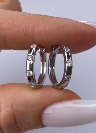 Серебряные серьги - кольца с куб.цирконием