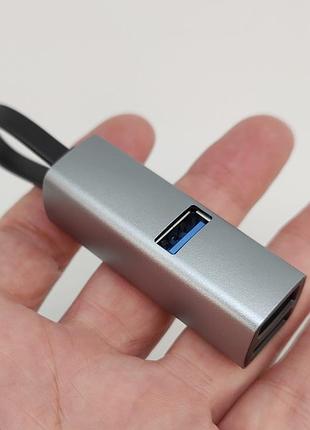 Usb-хаб с type-c на 3 порта (анодированный алюминий, серебро) арт. 04355
