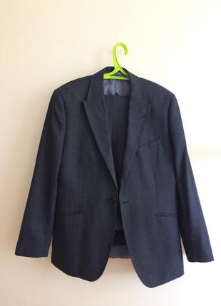 Мужской шерстяной синий костюм шерсть 100% moss 1851 tailored fit