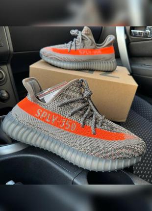 Стильные женские и мужские кроссовки adidas yeezy boost 350 v2 dark beluga серые