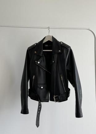 Zara кожаная куртка4 фото