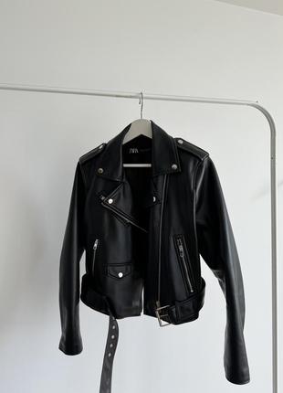 Zara кожаная куртка2 фото