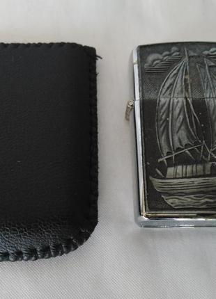 Зажигалка бензиновая kaiyan  под zippo с чехлом , подарочная